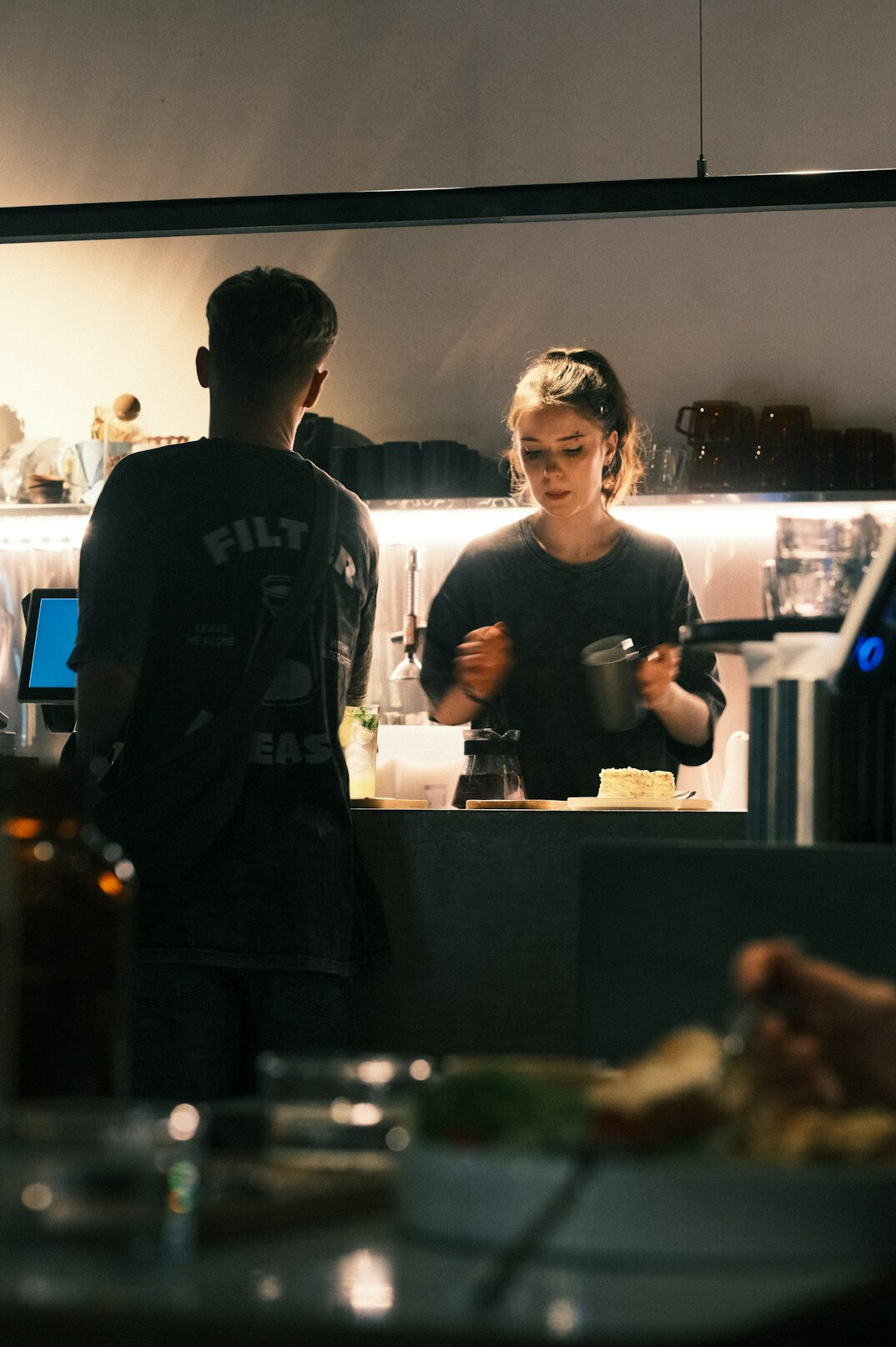 Colleagues discussing around a table