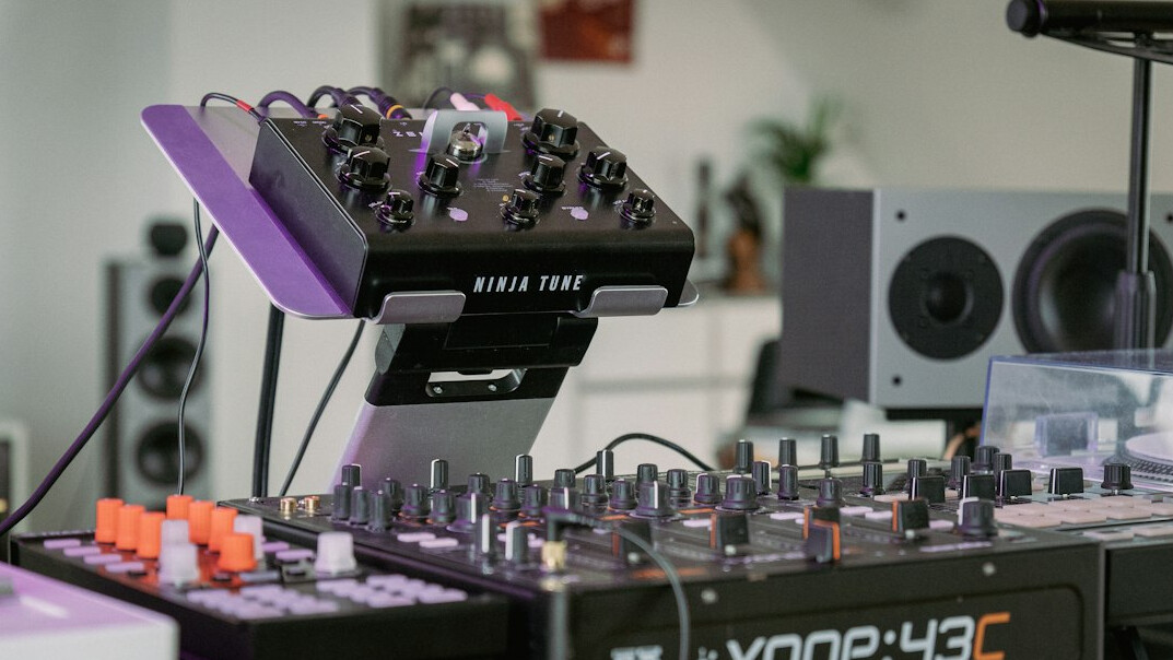 Studio with microphones and mixing equipment